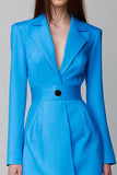 Blu Maniche Lunghe Risvolto Corto Blazer Abito