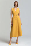 Abito da lavoro midi giallo con scollo a V A Line