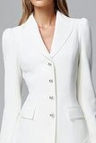 Feathers Ivory Satin Peak Lapel Bodycon Abito da lavoro
