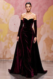 Sweetheart Abito da sera lungo in velluto rosso scuro A Line