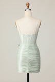 Sage Bodycon Corsetto Corsetto Abito da cocktail con fiocco