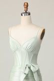 Sage Bodycon Corsetto Corsetto Abito da cocktail con fiocco