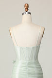 Sage Bodycon Corsetto Corsetto Abito da cocktail con fiocco