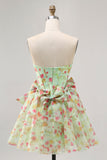 Floreale verde senza spalline una linea corsetto Abito da cocktail
