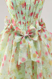 Floreale verde senza spalline una linea corsetto Abito da cocktail