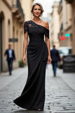 Sirena Nero Asimmetrico Madre Abito Da Sposa Con Appliques