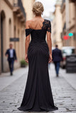 Sirena Nero Asimmetrico Madre Abito Da Sposa Con Appliques
