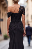 Sirena Nero Asimmetrico Madre Abito Da Sposa Con Appliques