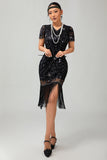Nero Rosso Frange 1920s paillettes Flapper Dress