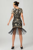 Nero Rosso Frange 1920s paillettes Flapper Dress