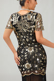 Nero Rosso Frange 1920s paillettes Flapper Dress