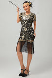 Nero Rosso Frange 1920s paillettes Flapper Dress