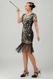 Nero Rosso Frange 1920s paillettes Flapper Dress