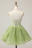Verde A Line senza spalline corsetto puro increspato Abito corto ritorno a casa