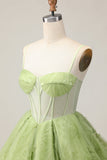 Verde A Line senza spalline corsetto puro increspato Abito corto ritorno a casa
