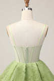 Verde A Line senza spalline corsetto puro increspato Abito corto ritorno a casa