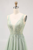 Verde A-line Tulle Backless Beaded Abito corto da Cocktail con paillettes