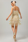 Nero paillettes Gatsby aderente abito corto anni 1920 con frange