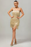 Nero paillettes Gatsby aderente abito corto anni 1920 con frange