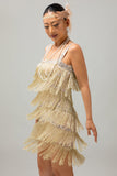 Nero paillettes Gatsby aderente abito corto anni 1920 con frange