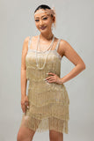 Nero paillettes Gatsby aderente abito corto anni 1920 con frange