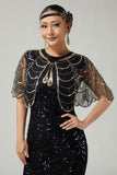 Mantello Donna Dorata Nera con Paillettes anni '20