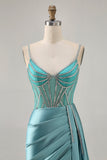 Sparkly Green Satin Bodycon Beaded Abiti Da Cocktail con stella filante
