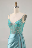 Sparkly Green Satin Bodycon Beaded Abiti Da Cocktail con stella filante
