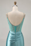 Sparkly Green Satin Bodycon Beaded Abiti Da Cocktail con stella filante