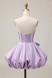 Sparkly viola A-Line senza spalline paillettes abito corto ritorno a casa con fiocco