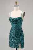 Corsetto grigio blu aderente paillettes Abito da Cocktail