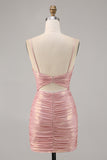 Blush Cut Out increspato stretto Abito da cerimonia corto