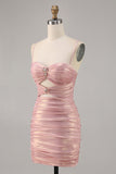 Blush Cut Out increspato stretto Abito da cerimonia corto