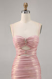 Blush Cut Out increspato stretto Abito da cerimonia corto