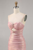 Blush Cut Out increspato stretto Abito da cerimonia corto