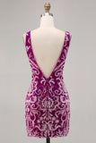 Sparkly Fucsia Beaded Aderente Abito da Cocktail
