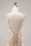 Beaded Champagne Bodycon Abito da Cocktail con paillettes