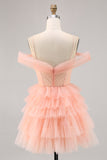 Carino Blush Tiered A Line Abito da Cocktail con fiori 3D