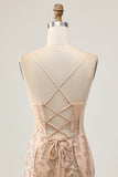 Scintillante Champagne paillettes Bodycon Abiti Da Cocktail con perline
