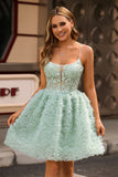 Sage verde A-Line corsetto Abiti Da Cocktail con applicazioni