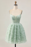 Sage verde A-Line corsetto Abiti Da Cocktail con applicazioni
