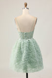 Sage verde A-Line corsetto Abiti Da Cocktail con applicazioni