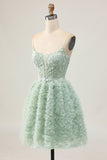 Sage verde A-Line corsetto Abiti Da Cocktail con applicazioni