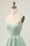 Sage verde A-Line corsetto Abiti Da Cocktail con applicazioni