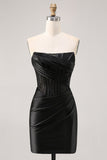 Corsetto senza spalline aderente pizzo nero Abito da cocktail