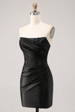 Corsetto senza spalline aderente pizzo nero Abito da cocktail