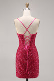 Sparkly Fucsia corsetto stretto Abito da Cocktail