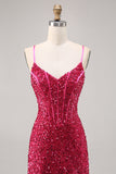Sparkly Fucsia corsetto stretto Abito da Cocktail