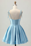 Blu Raso A Line corto Spaghetti Straps Abiti Da Cocktail