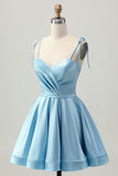 Blu Raso A Line corto Spaghetti Straps Abiti Da Cocktail